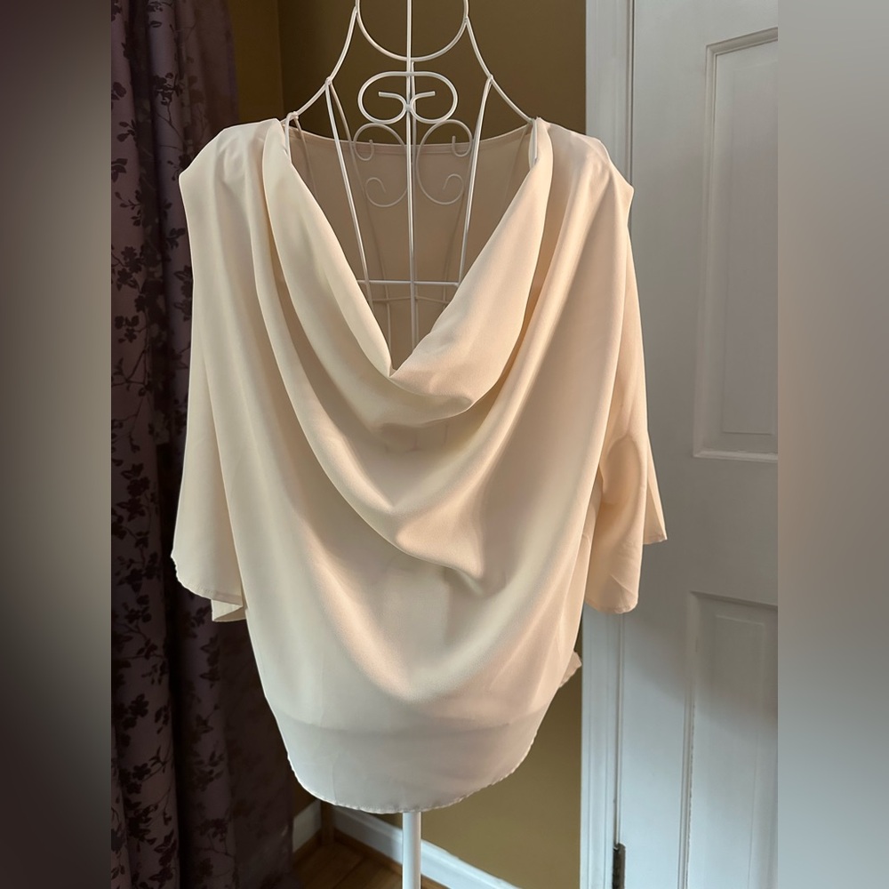 Draped Cowl Neck Women’s Top in Cream